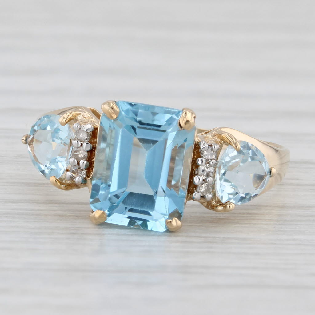 Light Gray 4.25ctw Blue Topaz Diamond Ring 10k Yellow Gold Size 7.5