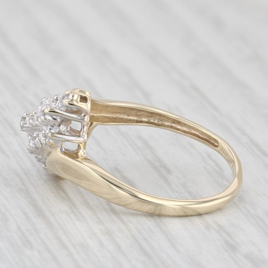 Light Gray Diamond Cluster Bypass Ring 10k Yellow Gold Size 5