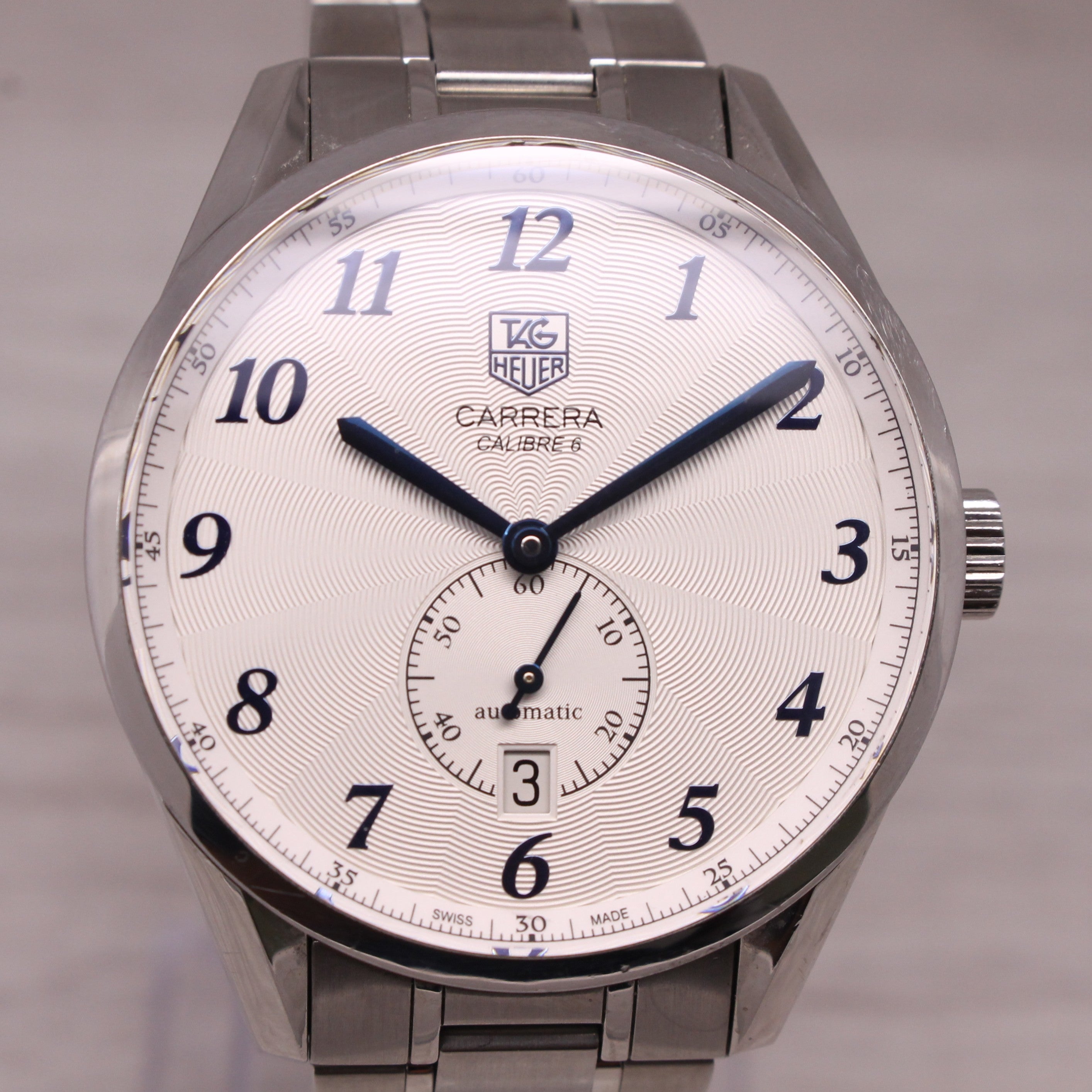 Rosy Brown Tag Heuer Carrera Calibre 6 39mm Steel Automatic Mens Watch w/ Bracelet WAS2111
