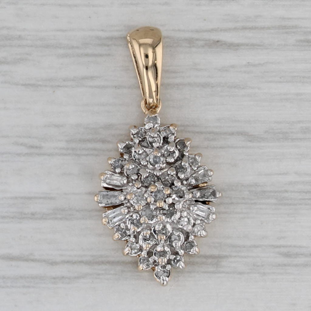 Gray 0.40ctw Diamond Cluster Pendant 10k Yellow White Gold