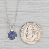Lab Creates Blue Star Sapphire Pendant Necklace 10k White Gold 16.25" Curb Chain