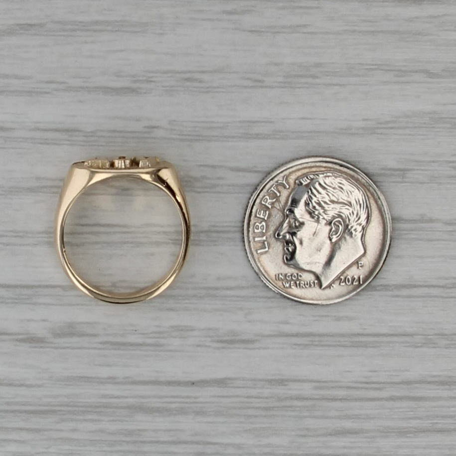 Alpha Omicron Pi Ring 10k Yellow Gold Green Letter Signet Greek Sorority Size 3