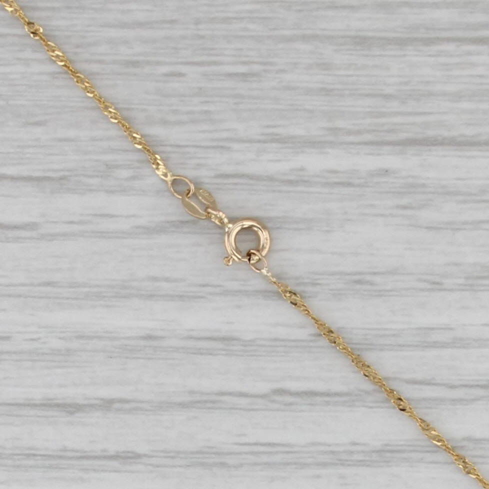 0.95ct Blue Topaz Heart Pendant Necklace 14k Yellow Gold 18" Singapore Chain