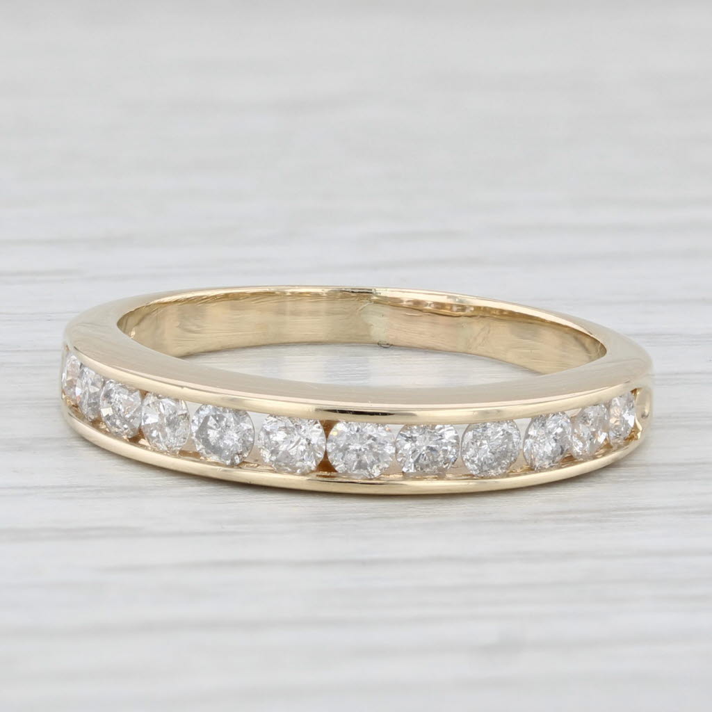 Light Gray 0.60ctw Diamond Wedding Band 14k Yellow Gold Size 8.5 Stackable Anniversary Ring