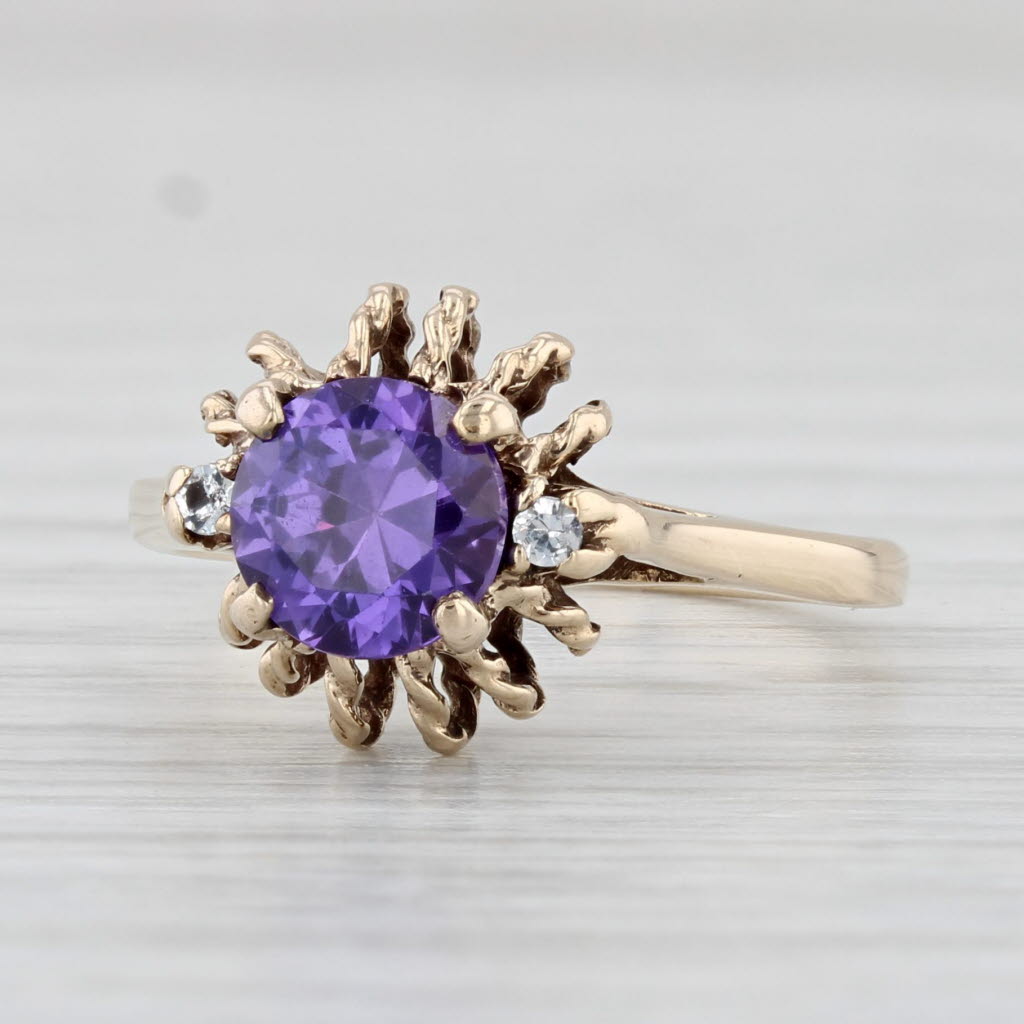 Light Gray 1.18ctw Lab Created Purple Sapphire Cubic Zirconia Ring 10k Yellow Gold Size 4.5