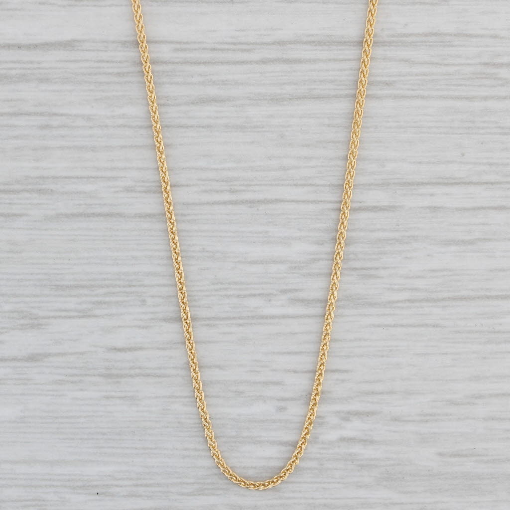 Gray New Round Wheat Chain Necklace 14k Yellow Gold 16" 1mm