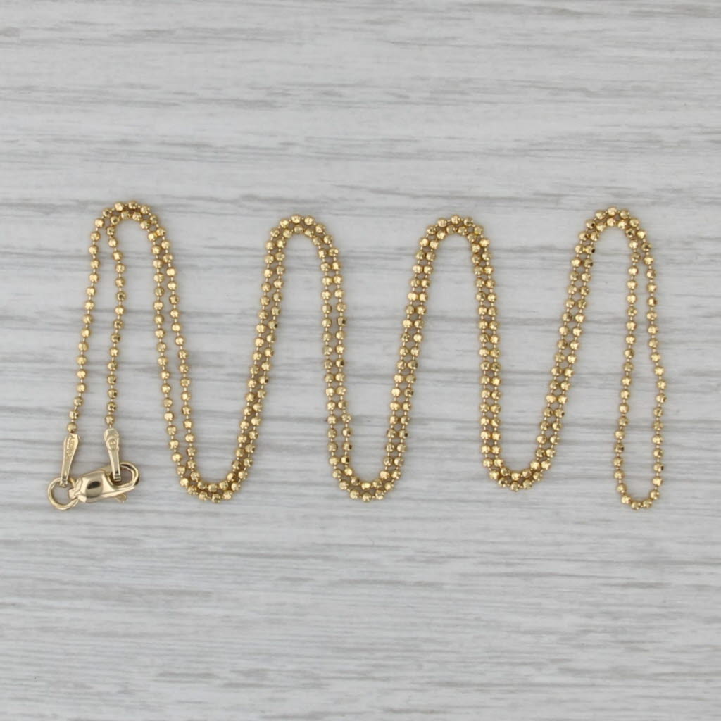 Bead Chain Necklace 14k Yellow Gold 22" 1.8mm