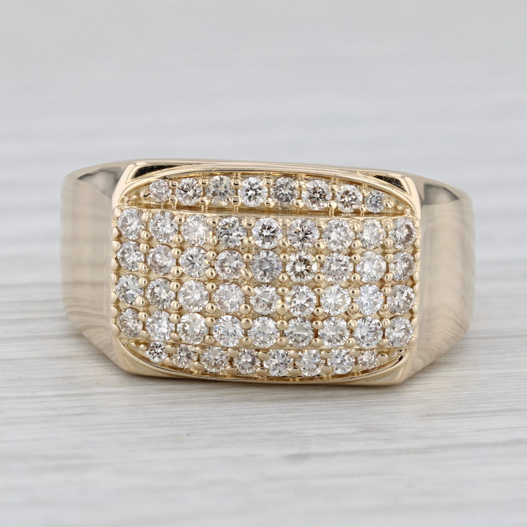 Gray 0.94ctw Pave Diamond Ring 14k Yellow Gold Size 10 Men's