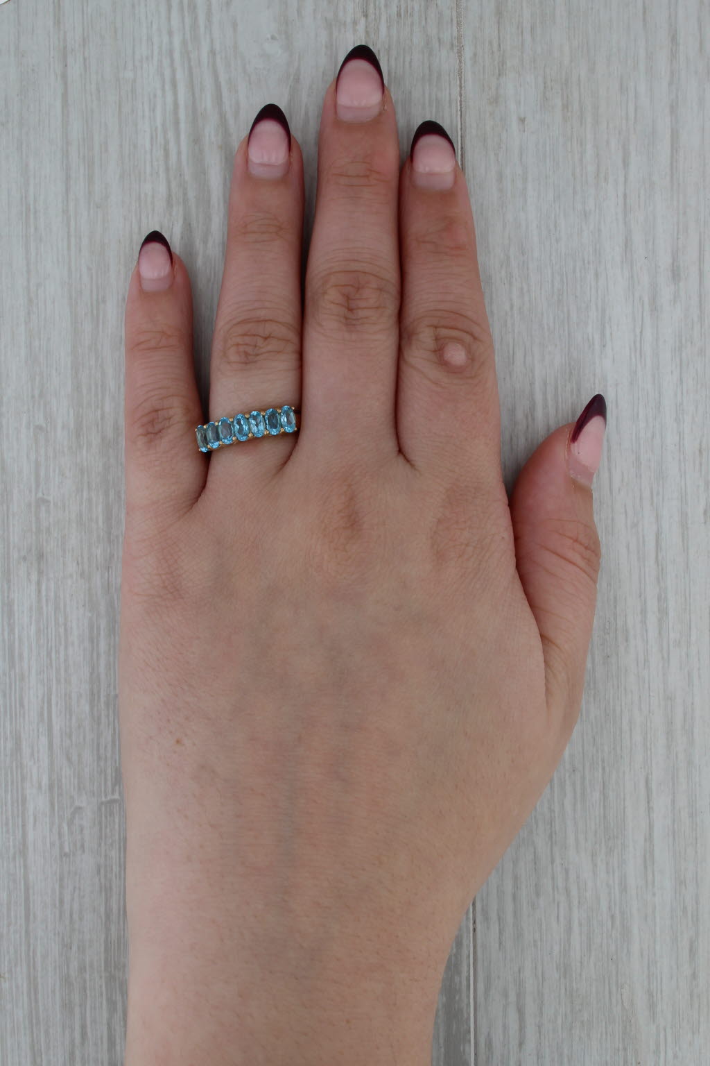 2.10ctw Blue Topaz Ring 14k Yellow Gold Size 7 Stackable