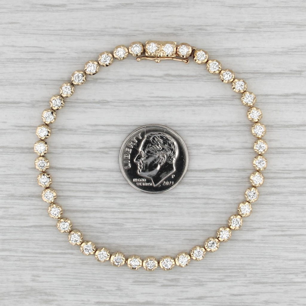 2.50ctw Diamond Tennis Bracelet 14k Yellow Gold 7" 3.8mm
