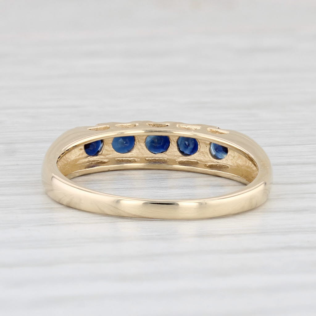 Light Gray 0.65ctw Blue Sapphire Ring 14k Yellow Gold Size 8 Stackable