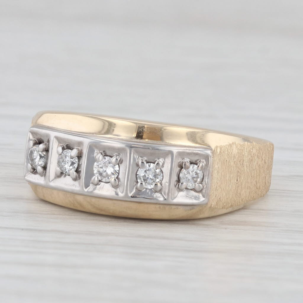 Light Gray 0.20ctw Diamond 10k Yellow Gold Men's Ring Size 10.5