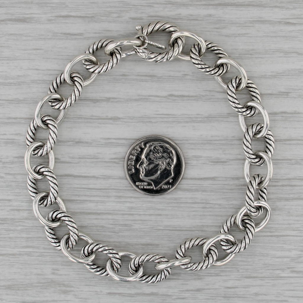 David Yurman Oval Link Cable Chain Bracelet Sterling Silver 8" 10.3mm