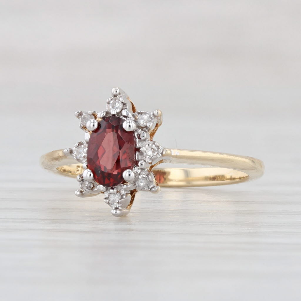 Light Gray 0.62ctw Garnet Diamond Halo Ring 10k Yellow Gold Size 6.5