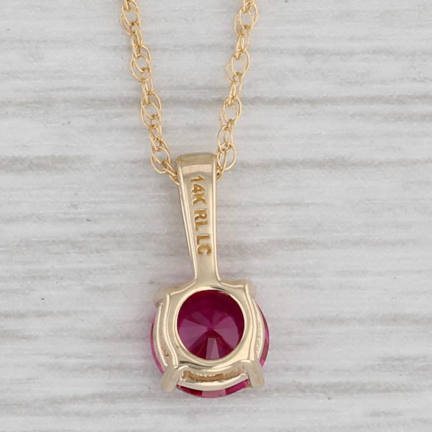 Gray 0.60ct Lab Created Ruby Pendant Necklace 14k Yellow Gold 18" Rope Chain