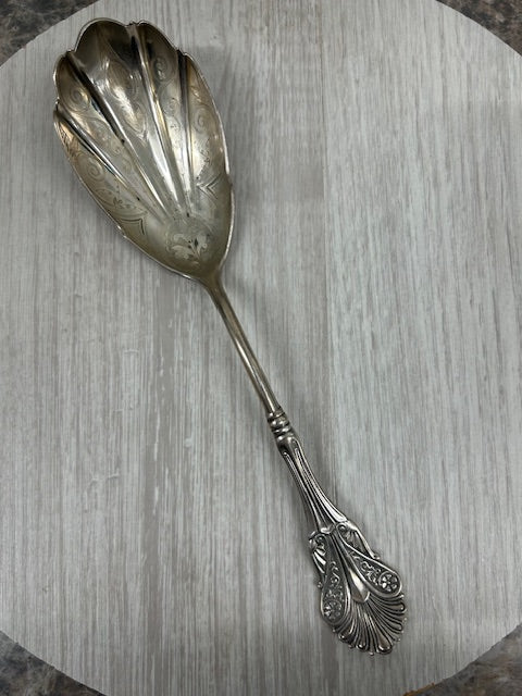Dark Gray Vintage Bailey & Co Shiebler Sterling Silver Corinthian Shell Serving Spoon 8.5"