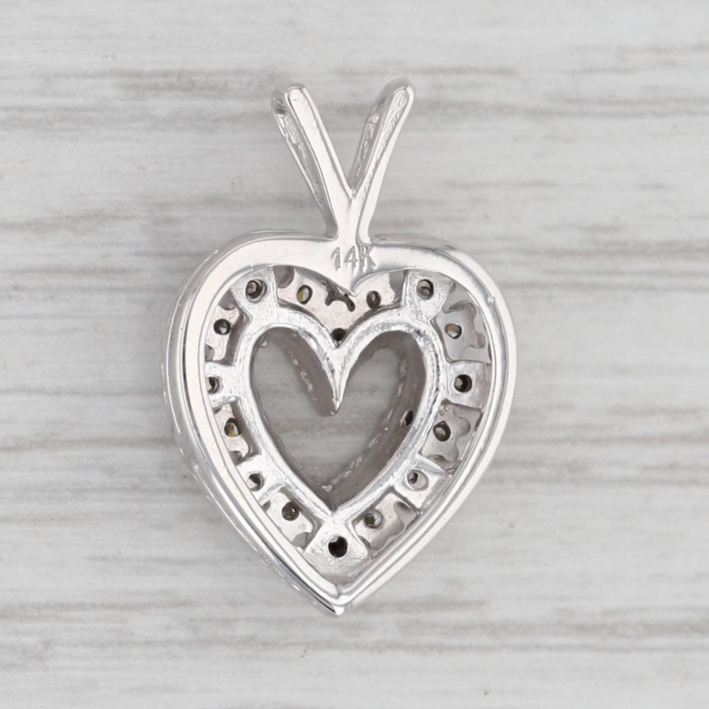 Gray 0.12ctw Diamond Open Heart Pendant 14k White Gold