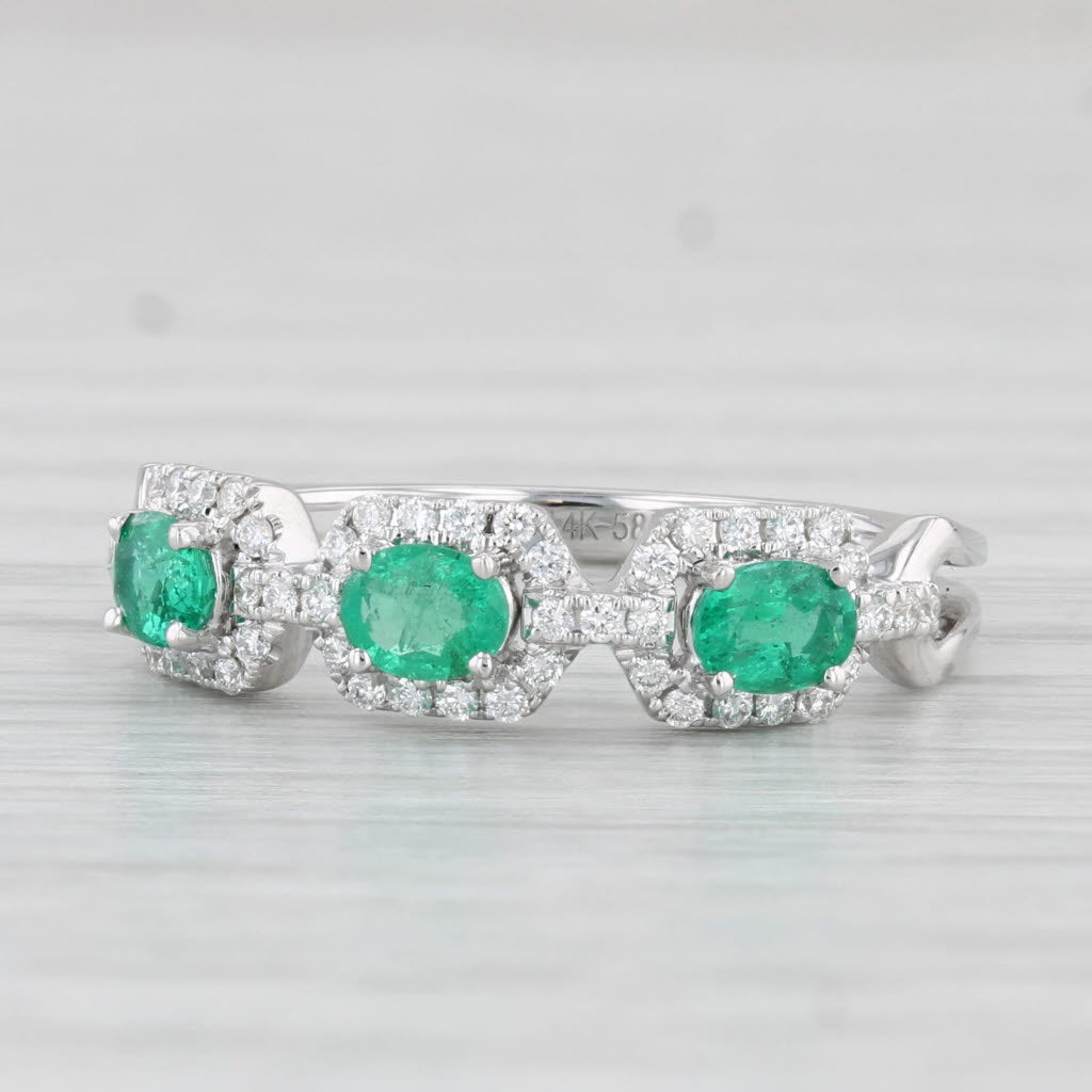 Light Gray 0.71ctw Emerald Diamond Ring 14k White Gold Size 6.5 Stackable