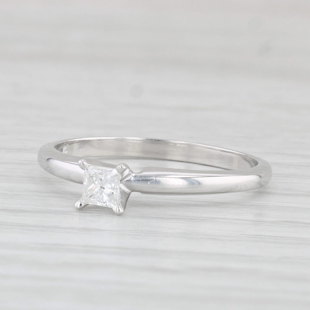 Light Gray 0.25ctw Princess Solitaire Engagement Ring 10k White Gold Size 6.75