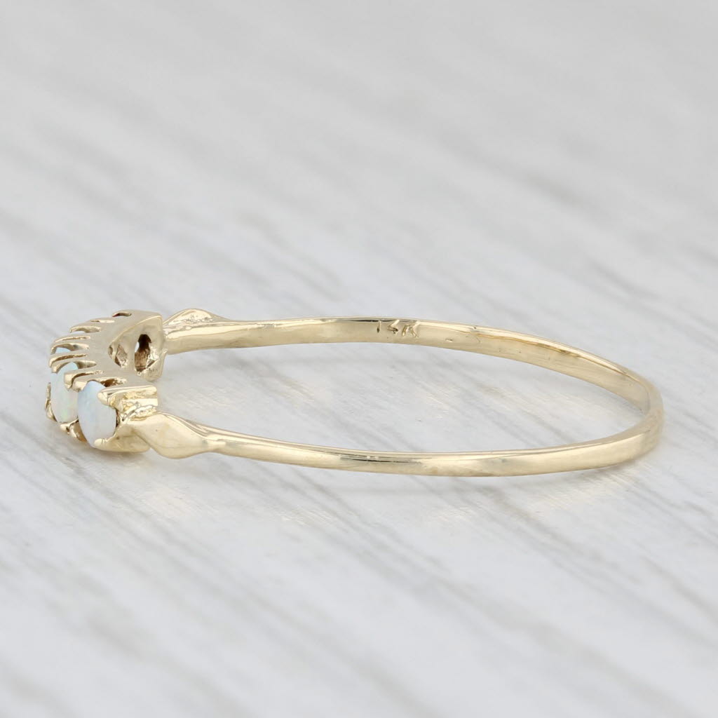 Light Gray Round Opal 5-Stone Ring 14k Yellow Gold Size 9.5 Stackable