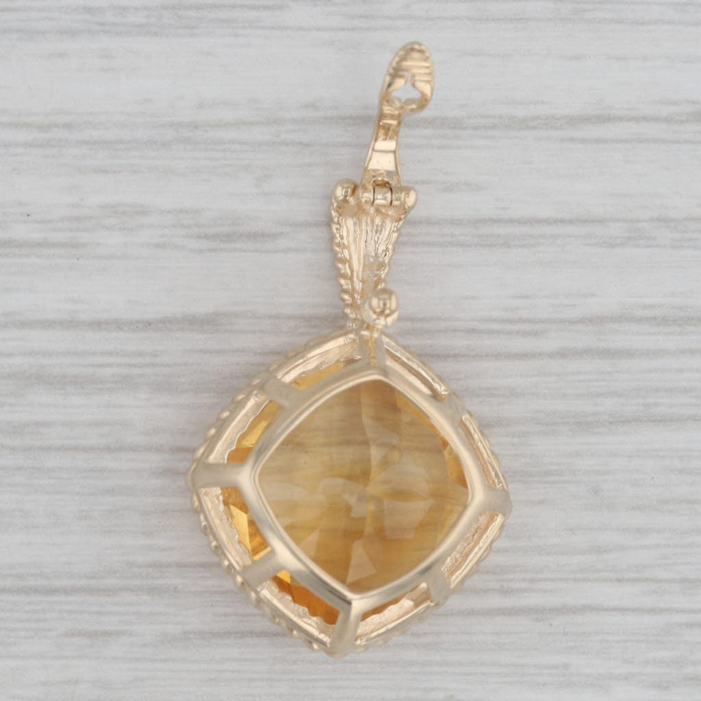 Gray 12ct Citrine Pendant14k Yellow Gold Statement Drop Clip Bail