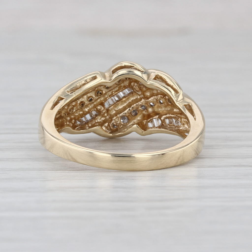 0.49ctw Diamond Scalloped Croissant Ring 10k Yellow Gold Size 9