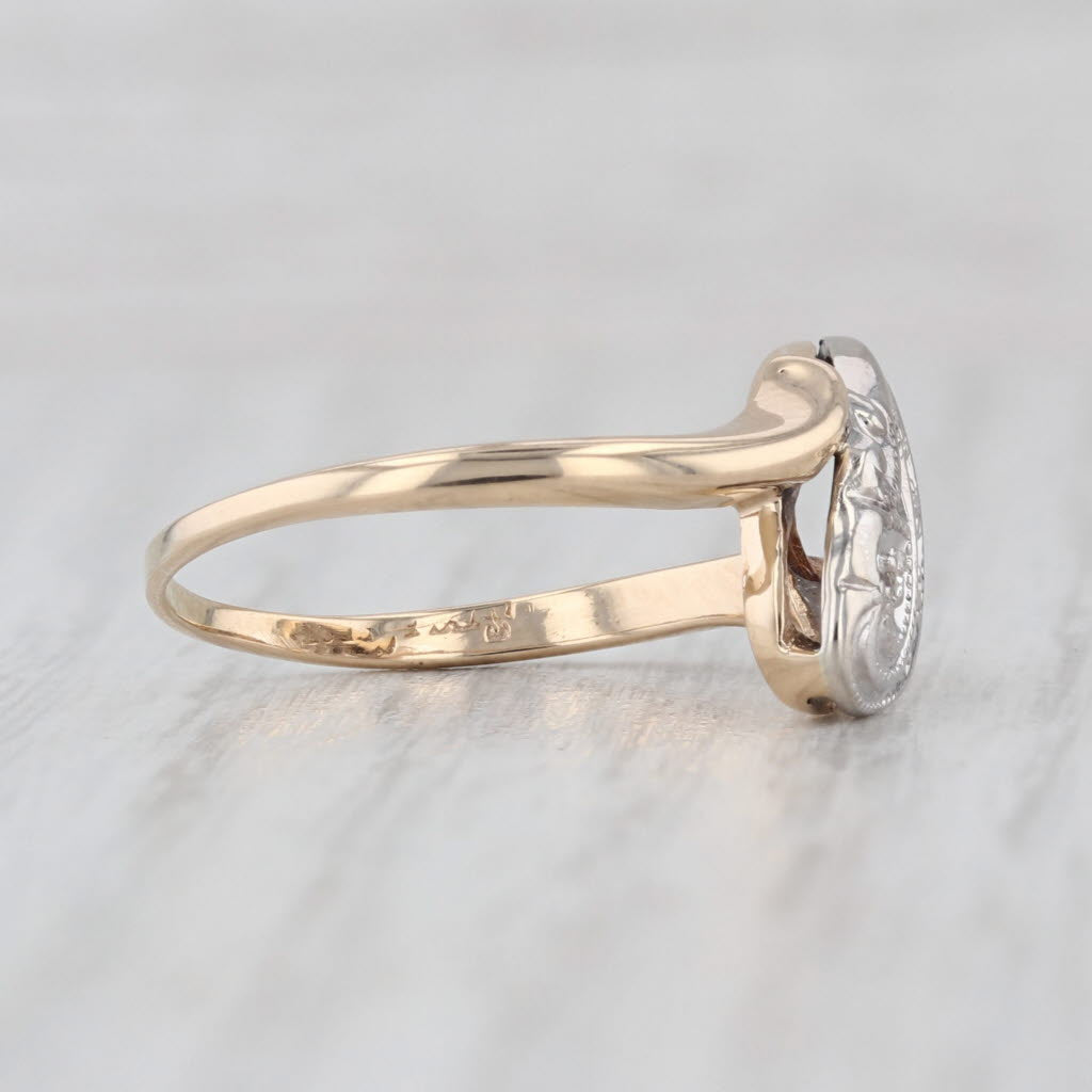 Diamond Princess Bypass Ring 14k White Yellow Gold Size 7.5