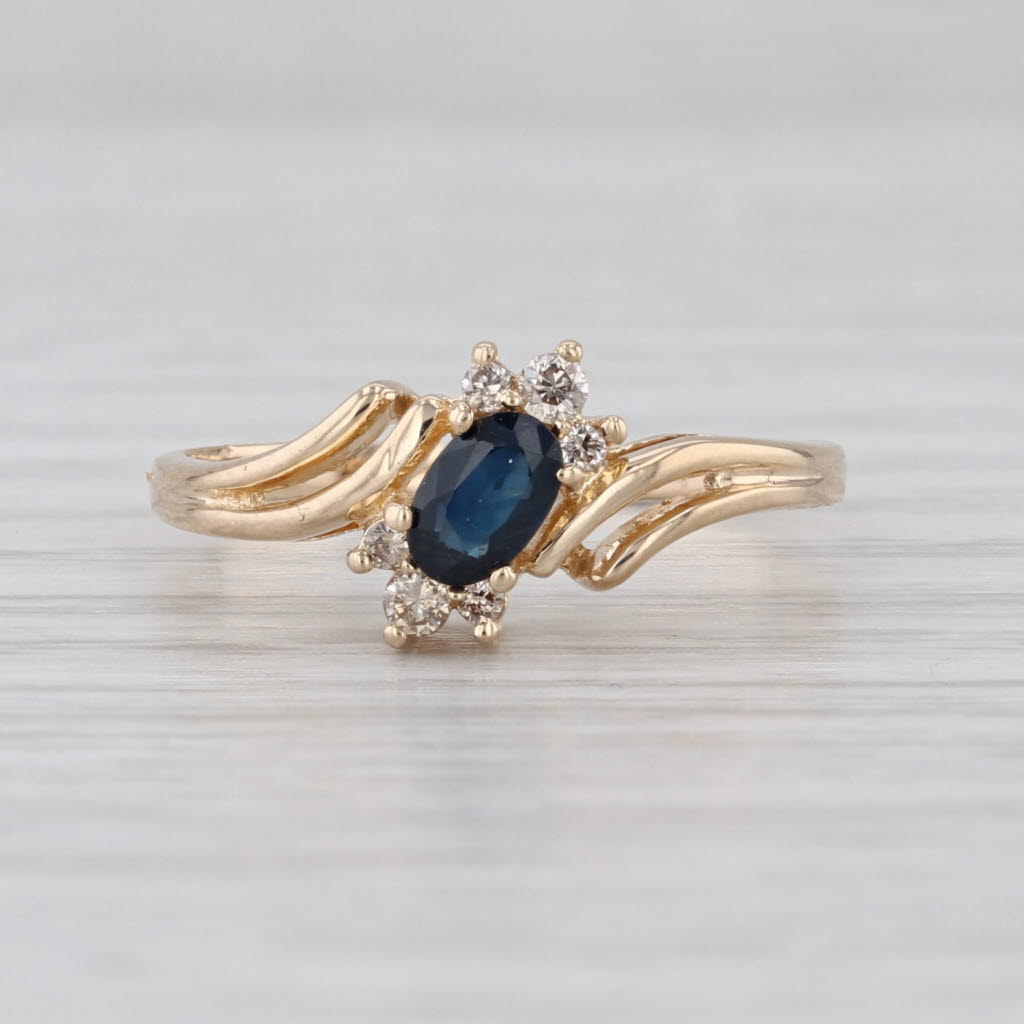 0.27ctw Oval Blue Sapphire Diamond Ring 14k Yellow Gold Size 6.5