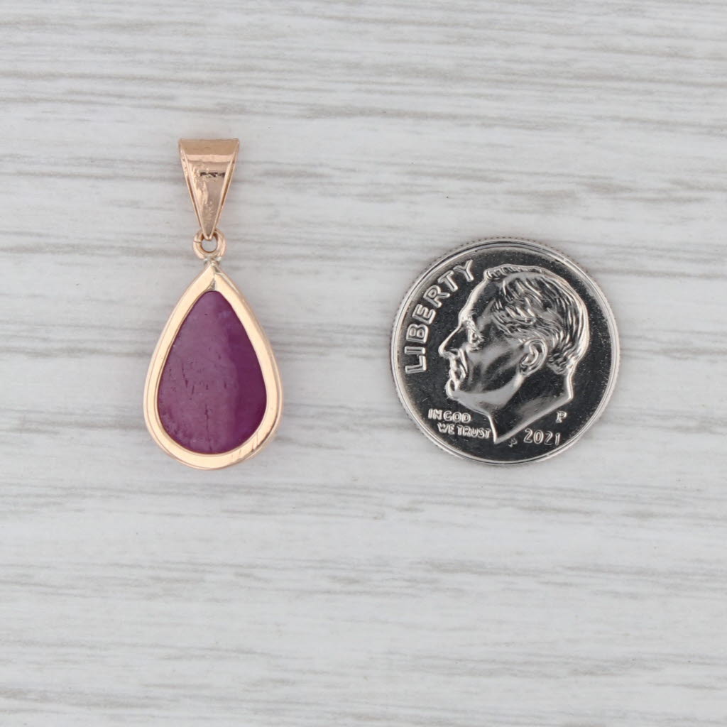 Gray Ruby Cabochon Teardrop Pendant 12k Rose Gold Vintage