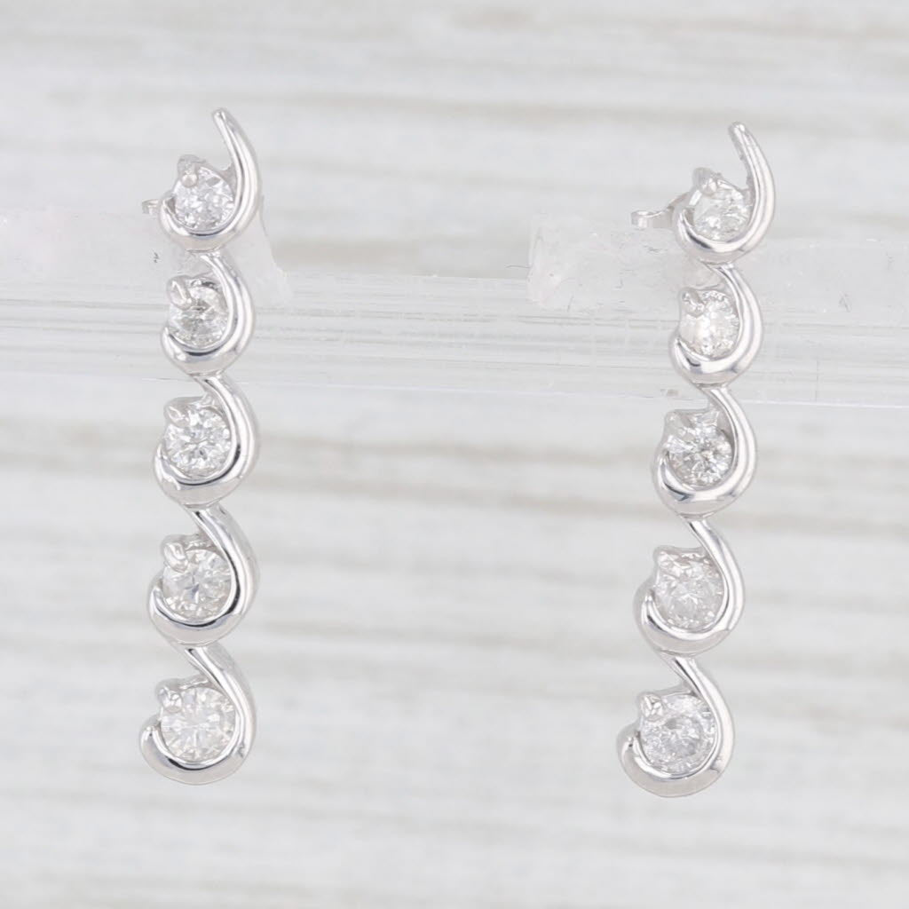 Light Gray 0.40ctw Diamond Journey Earrings 14k White Gold Pierced Drops