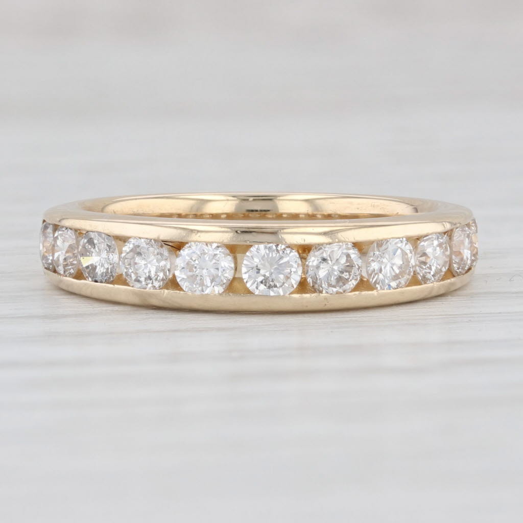 Light Gray 0.83ctw Diamond Wedding Band 14k Yellow Gold Size 7.25 Stackable Anniversary