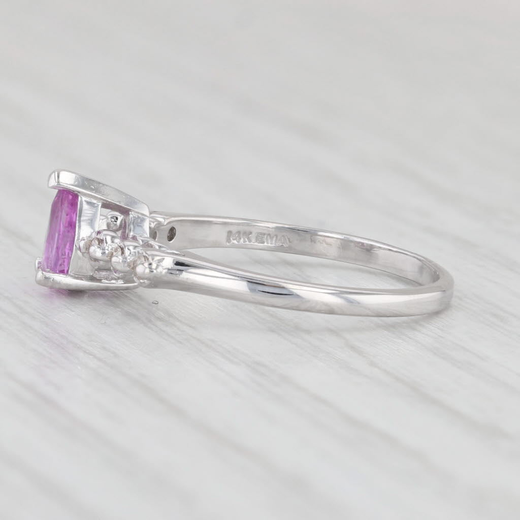 Light Gray 0.56ctw Pink Pear Sapphire Diamond Ring 14k White Gold Size 5.5