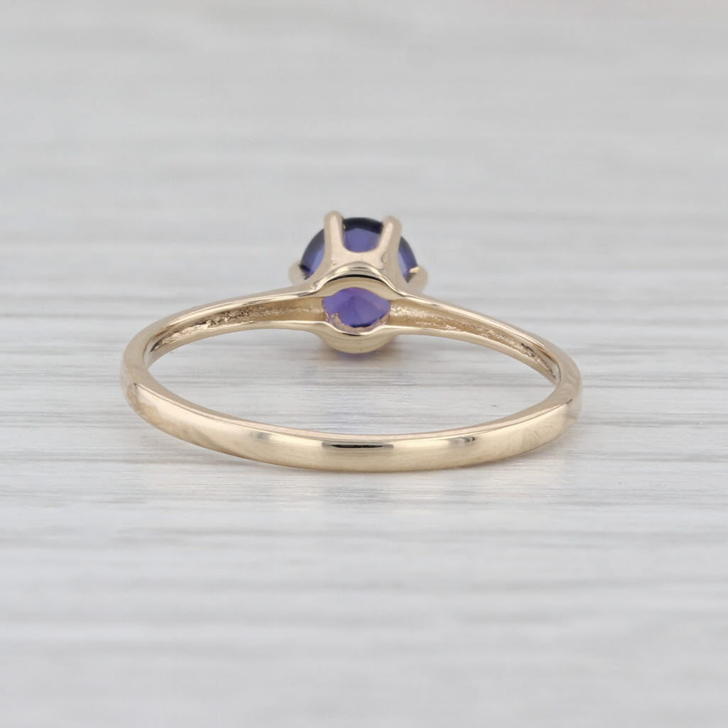 0.64ct Lab Created Purple Sapphire Ring 10k Yellow Gold Round Solitaire Sz 6.25