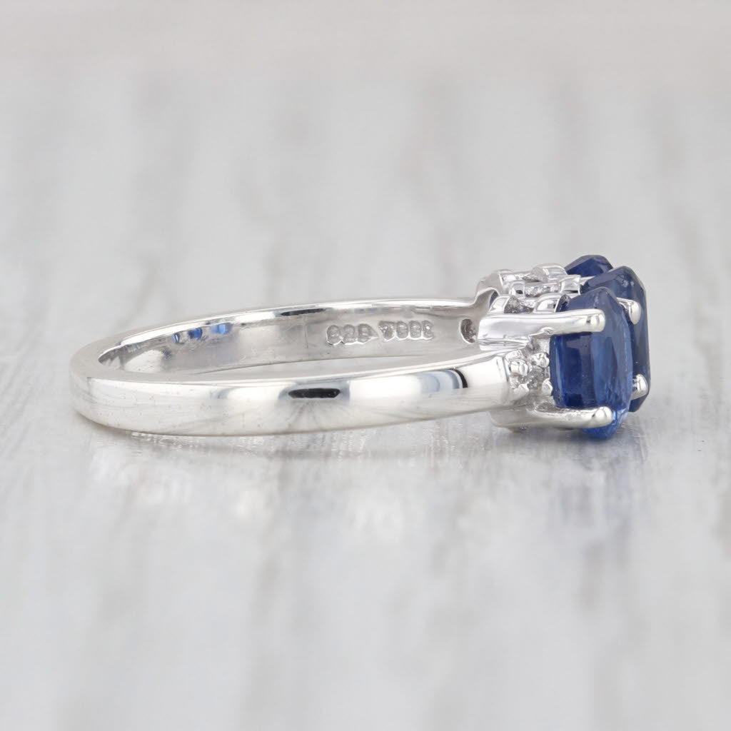 1.75ctw Oval 3-Stone Blue Kyanite Ring Sterling Silver Size 6