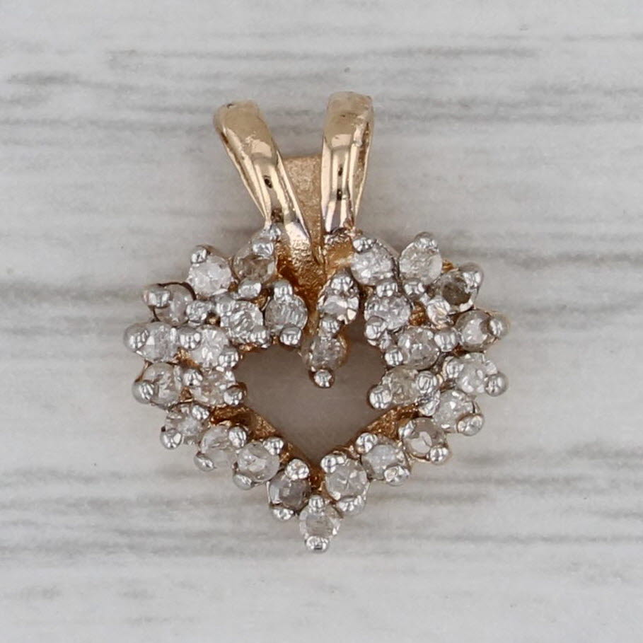 Gray 0.14ctw Small Diamond Open Heart Pendant 14k Yellow Gold