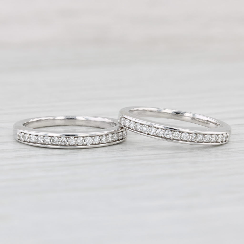 Light Gray 0.45ctw Diamond Rings Set of 2 14k White Gold Size 7 Wedding Bands