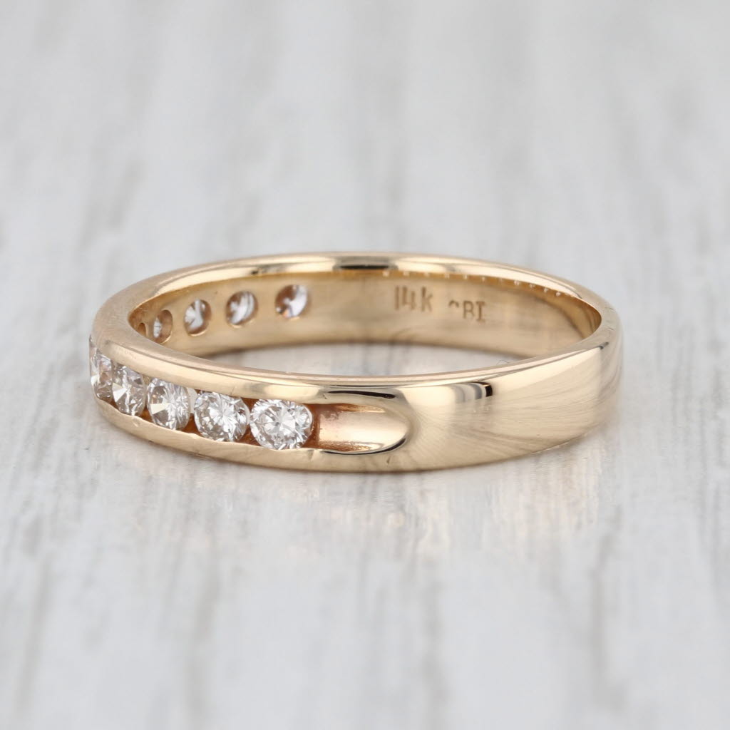 0.80ctw Diamond Wedding Band 14k Yellow Gold Size 7.5 Stackable Anniversary Ring