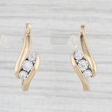 0.12ctw Diamond Drop Earrings 14k Yellow Gold Snap Top Oval Hoops
