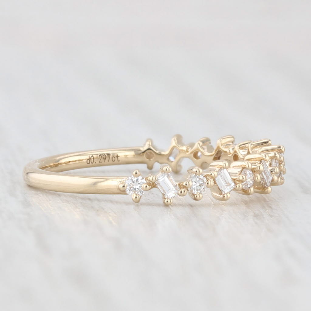 Light Gray New 0.30tw Diamond Wedding Band 14k Yellow Gold Stackable Anniversary Ring 6.5