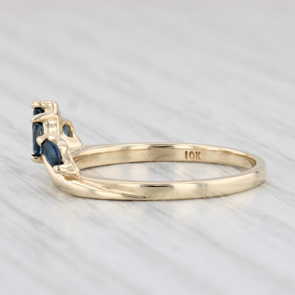 Light Gray 0.25ctw Blue Sapphire Ring Guard Enhancer Wedding Band 10k Yellow Gold Size 6.5