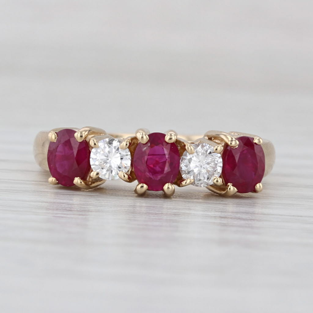 2.35ctw Ruby Diamond 5-Stone Ring 14k Yellow Gold Size 8