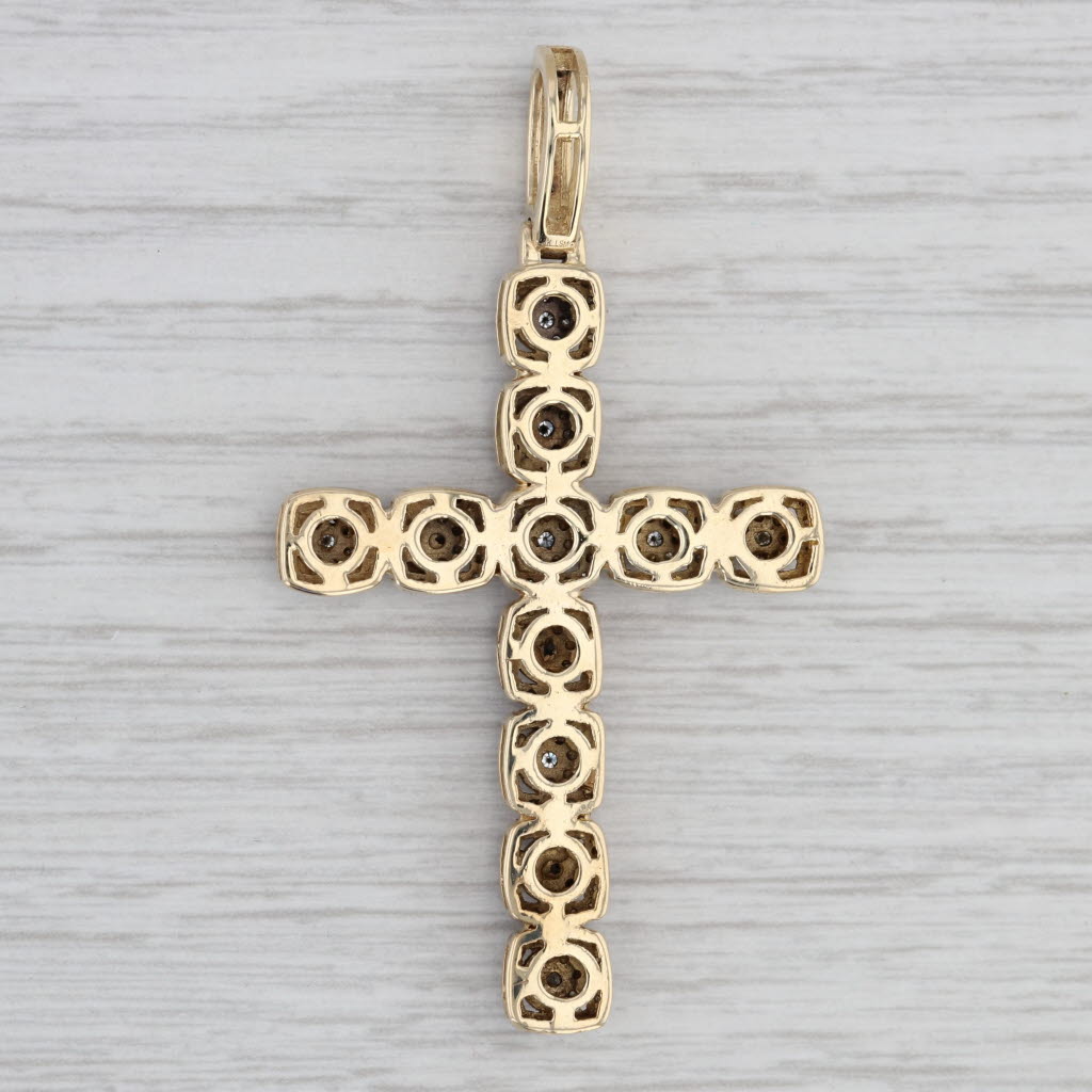 Gray Large 1ctw Diamond Cross Pendant 10k Yellow Gold Statement