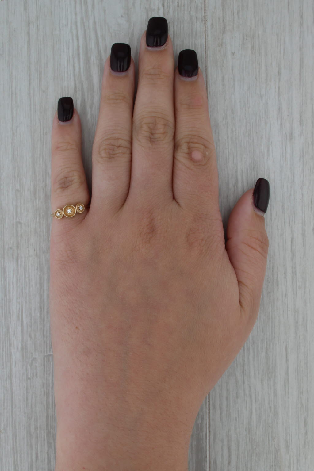 Diamond 3-Stone Circles Ring 10k Yellow Gold Size 4.75