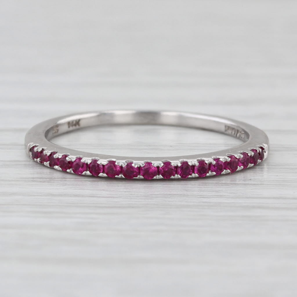 0.28ctw Purple Pink Sapphire Ring 14k White Gold Size 8 Stackable Band Wedding