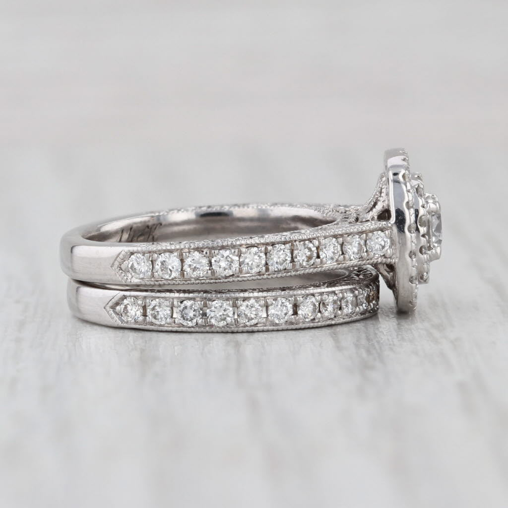 Neil Lane 1.16ctw Diamond Halo Engagement Ring Wedding Band Bridal 14k Gold
