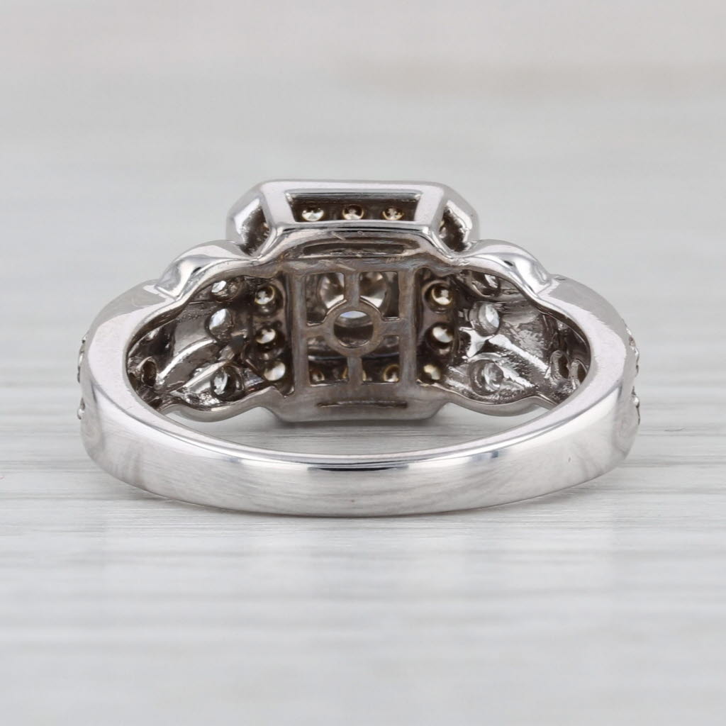 Le Vian Champagne & White Diamond Halo Engagement Ring 14k White Gold Size 7