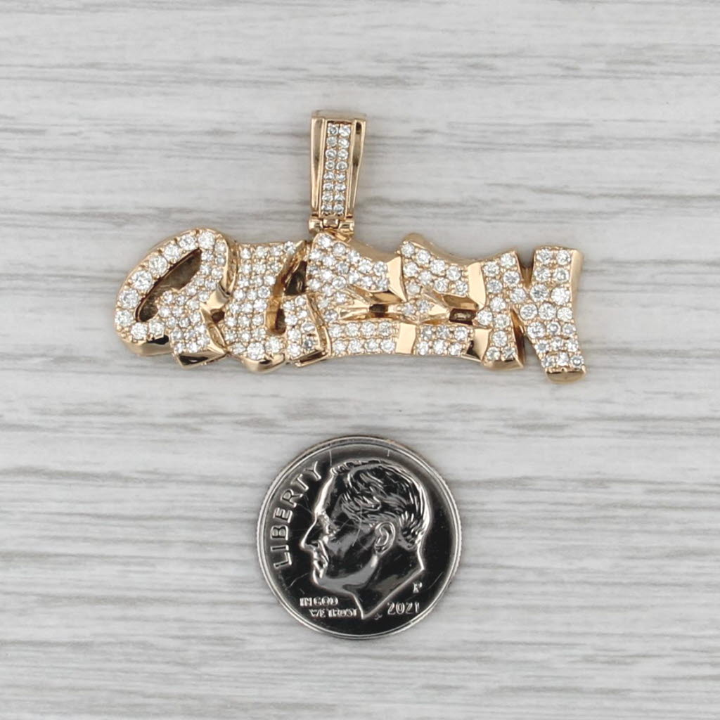1.18ctw Diamond Queen Statement Pendant 10k Yellow Gold