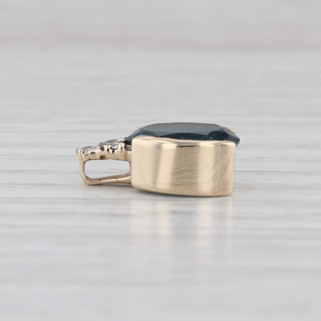 3.06ctw London Blue Topaz Diamond Pendant 14k Yellow Gold Small Drop