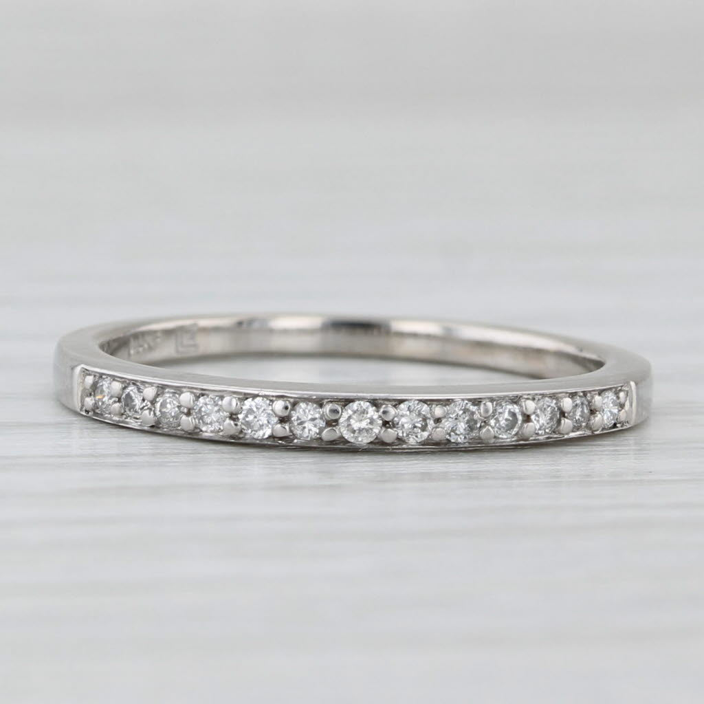 Light Gray 0.13ctw Diamond Wedding Band 14k White Gold Size 6.5 Stackable Ring