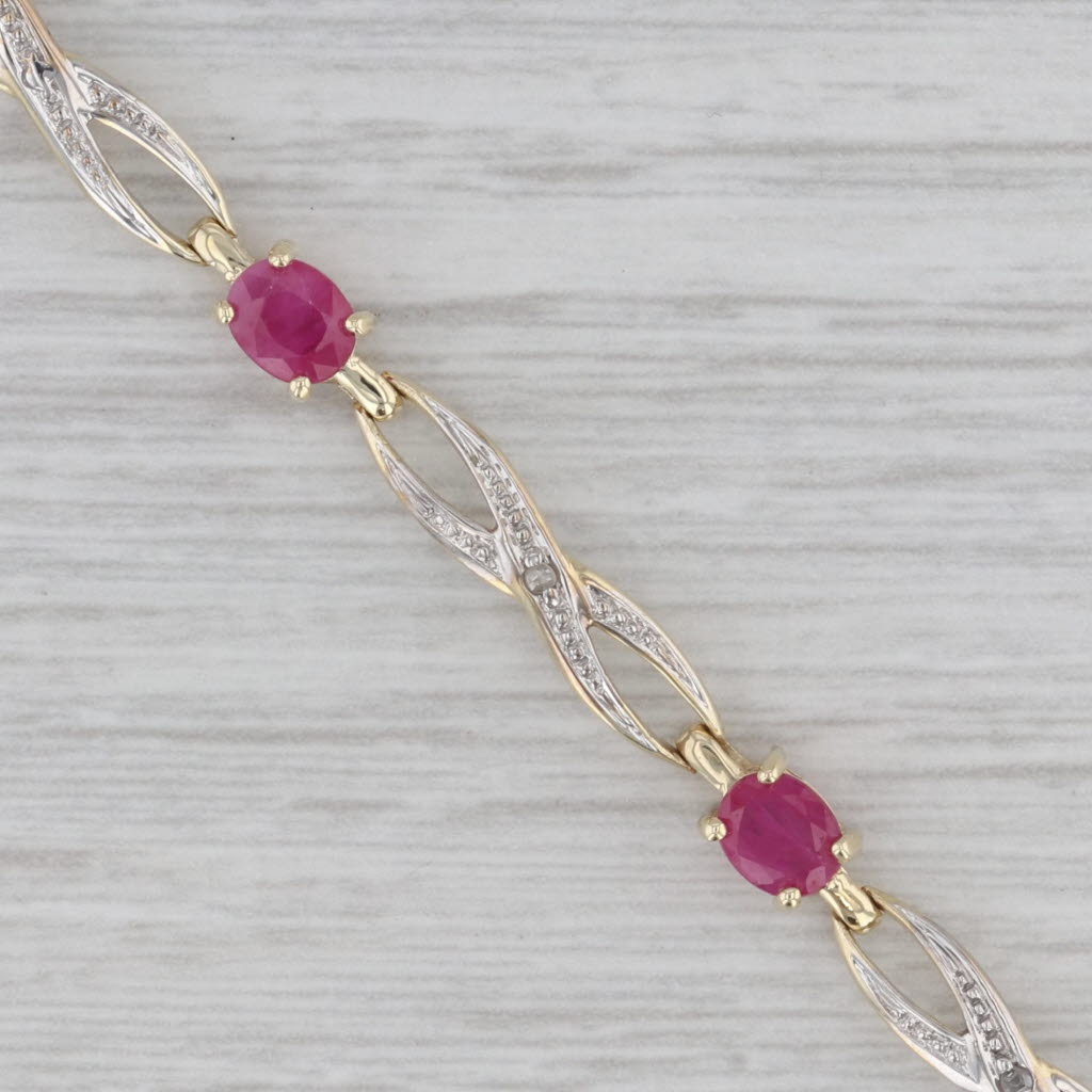 Gray 4ctw Ruby Diamond 10k Yellow and White Gold 7.5" Tennis Bracelet